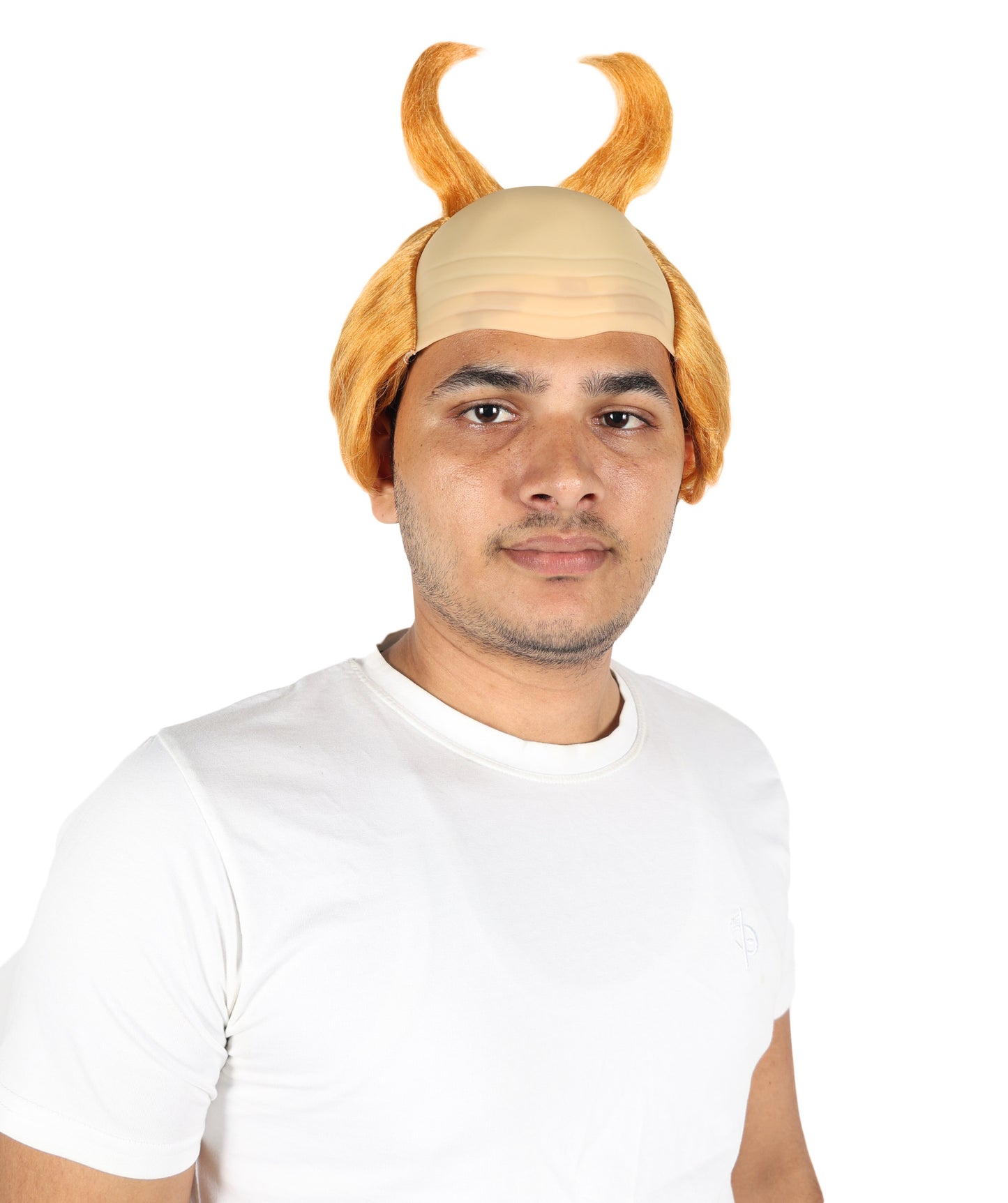 HPO Men's Horned Munchkin Wig –Light Orange Fantasy Hairpiece