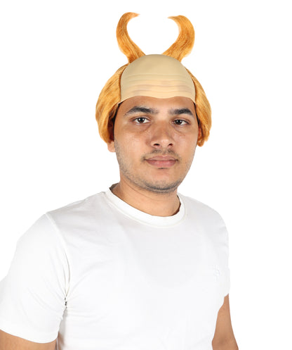 HPO Men's Horned Munchkin Wig –Light Orange Fantasy Hairpiece