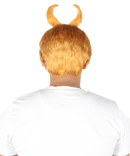 HPO Men's Horned Munchkin Wig –Light Orange Fantasy Hairpiece