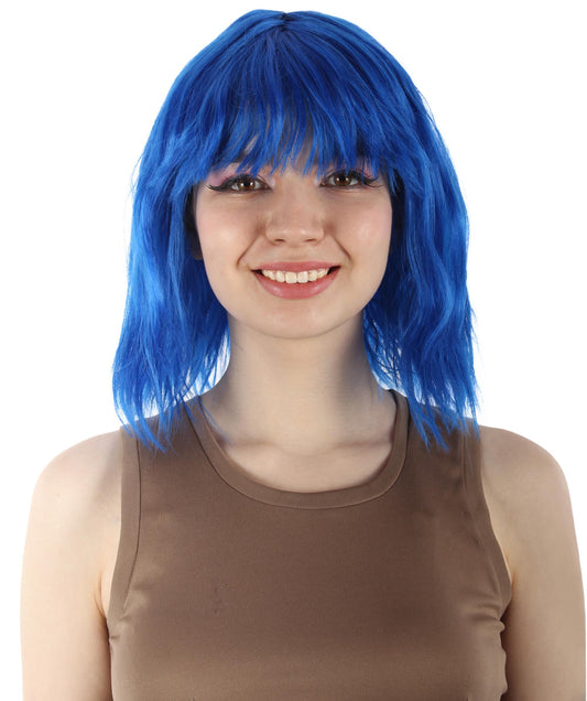 Dark Blue  Bangs Wavy Fancy Wig
