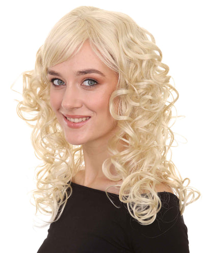 HPO Womens Wig | Curly Long Princess Blonde Halloween Wig | Premium Breathable Capless Cap