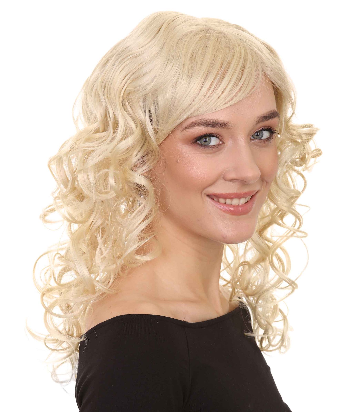 HPO Womens Wig | Curly Long Princess Blonde Halloween Wig | Premium Breathable Capless Cap