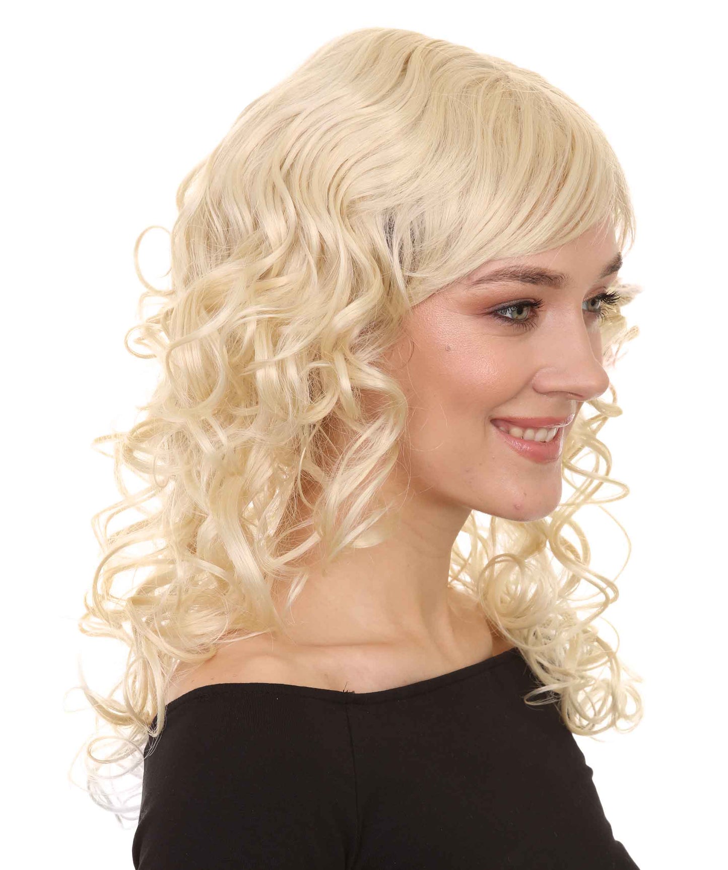 HPO Womens Wig | Curly Long Princess Blonde Halloween Wig | Premium Breathable Capless Cap