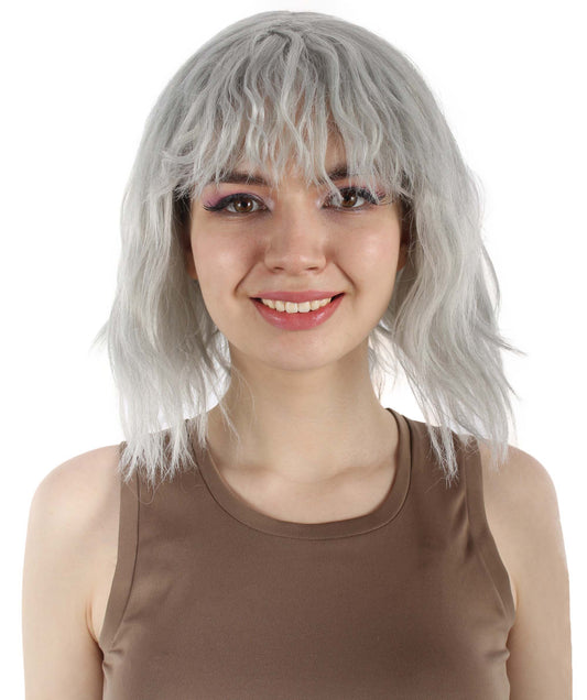 Dark Grey Bangs Wavy Fancy Wig
