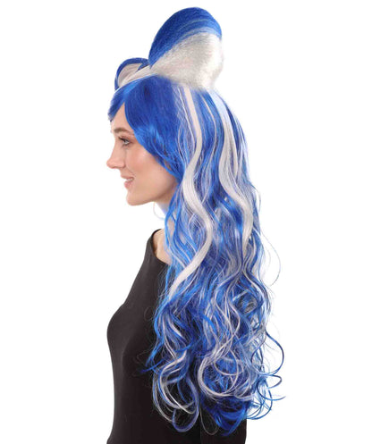 Blue Butterfly Wig | Long Curly Two Toned Insect Halloween Wig | Premium Breathable Capless Cap