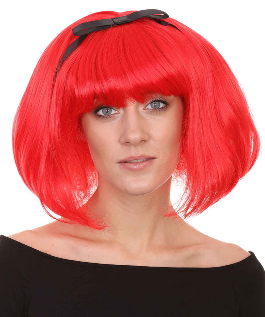 Princess Snow Red Womens Wig | Bob Straight Character Halloween Wig | Premium Breathable Capless Cap