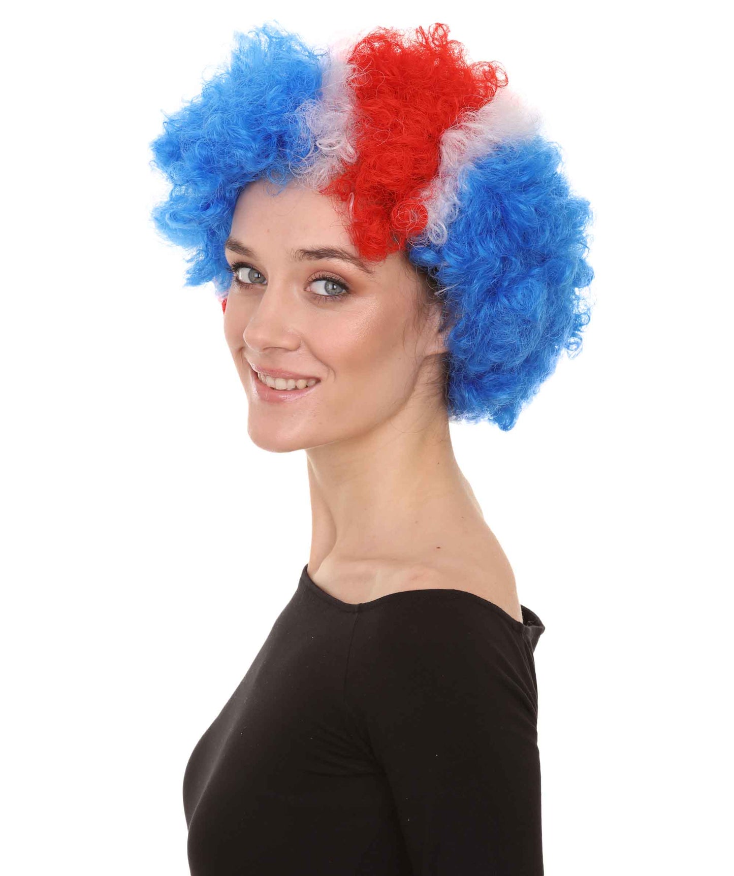 Red Blue Party Afro Wig Super Size Jumbo Character Halloween Wig | Premium Breathable Capless Cap