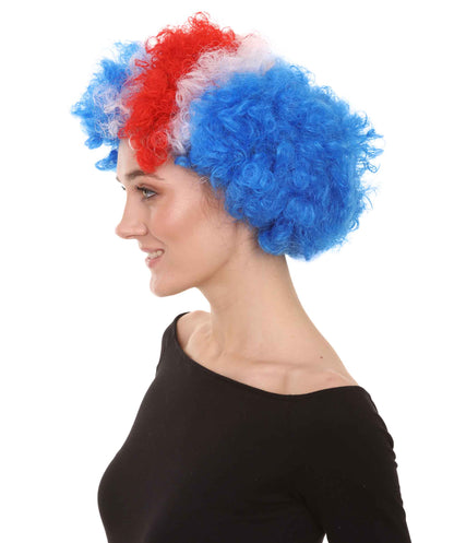 Red Blue Party Afro Wig Super Size Jumbo Character Halloween Wig | Premium Breathable Capless Cap