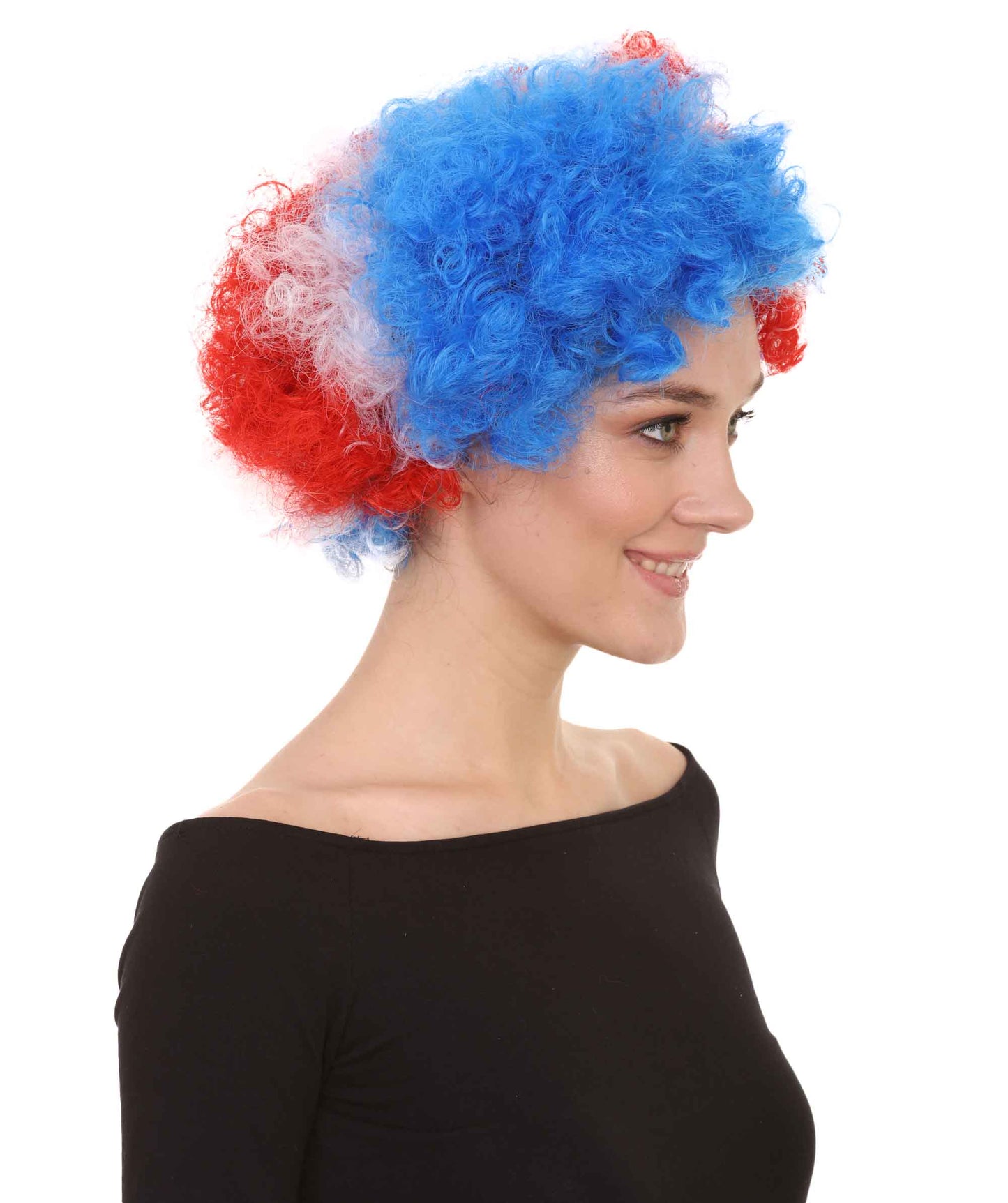 Red Blue Party Afro Wig Super Size Jumbo Character Halloween Wig | Premium Breathable Capless Cap