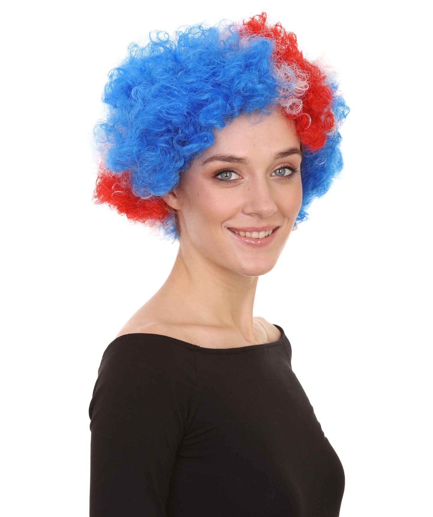 Red Blue Party Afro Wig Super Size Jumbo Character Halloween Wig | Premium Breathable Capless Cap