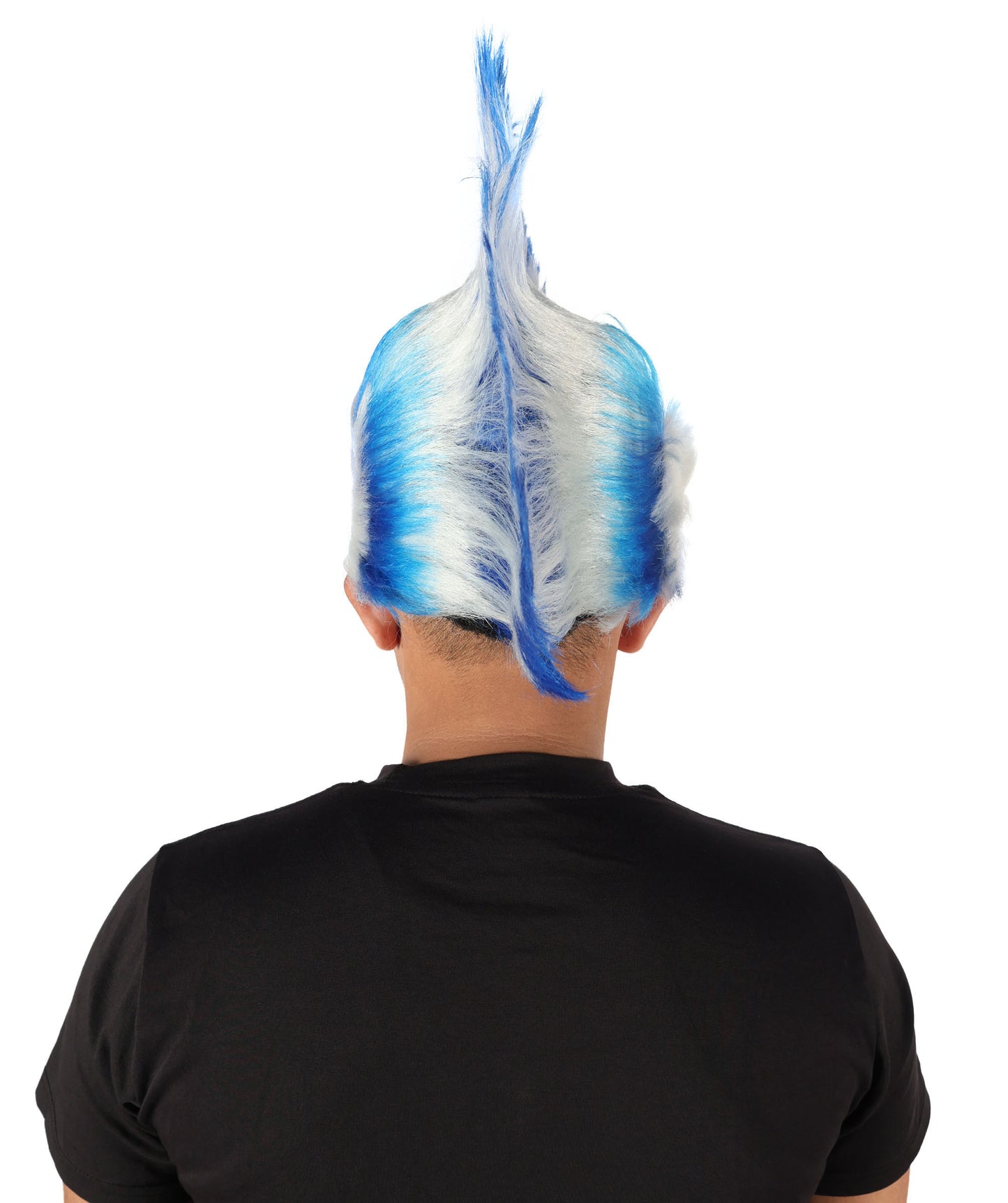 HPO Adult Men’s Mohican Multi-Color Punk Wig | Spiky Rocker Costume Hair for Parties, Festivals | Ideal for Halloween | Breathable Capless Cap