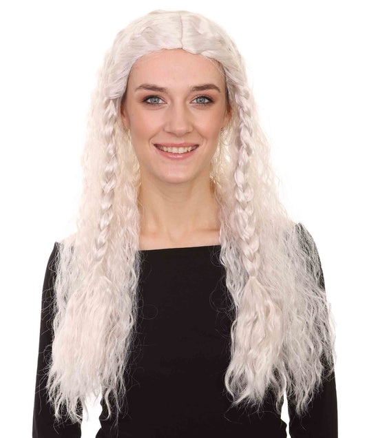 Viking Princess Womens Wig | White Royal Character Halloween Wig | Premium Breathable Capless Cap