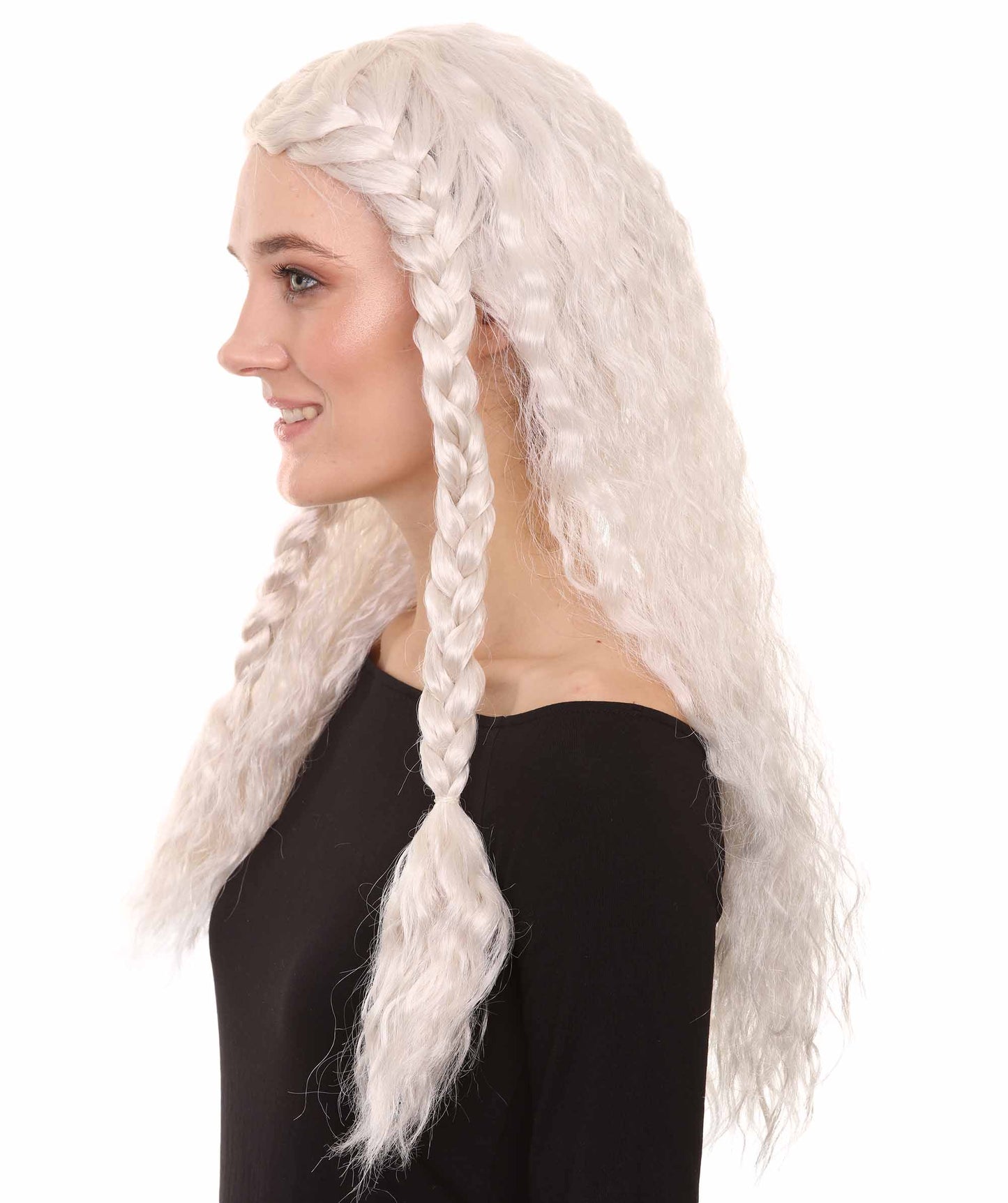 Viking Princess Womens Wig | White Royal Character Halloween Wig | Premium Breathable Capless Cap