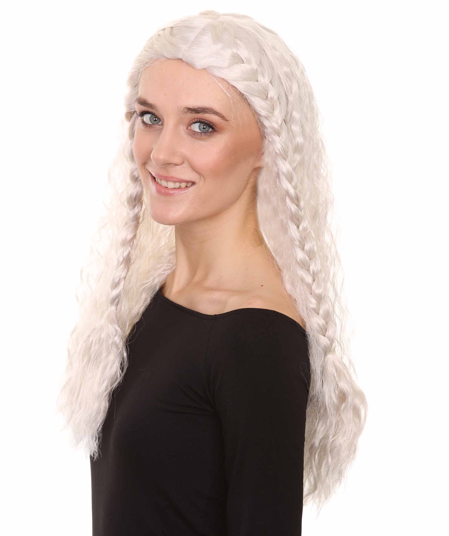 Viking Princess Womens Wig | White Royal Character Halloween Wig | Premium Breathable Capless Cap