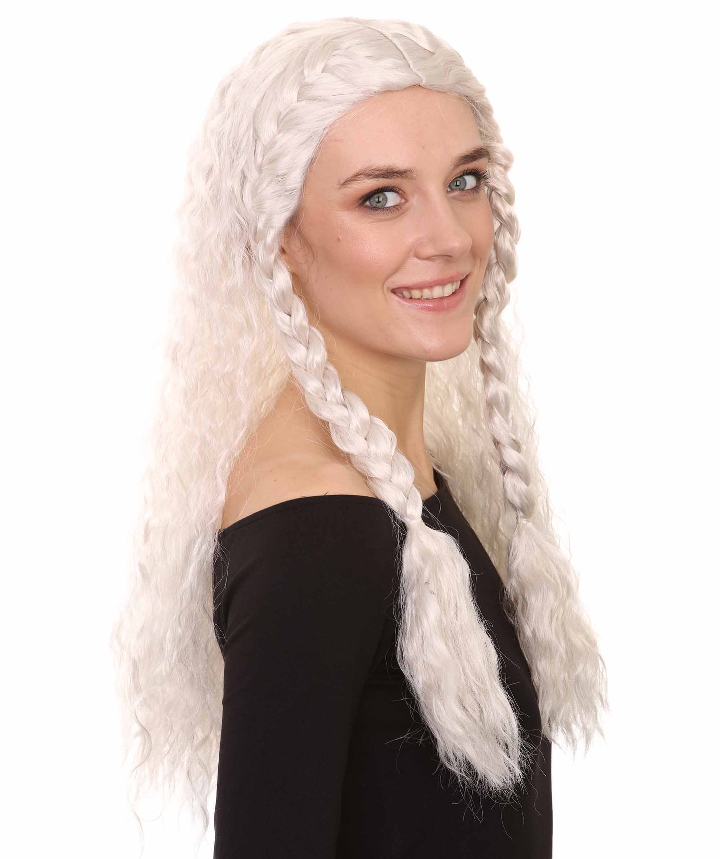 Viking Princess Womens Wig | White Royal Character Halloween Wig | Premium Breathable Capless Cap