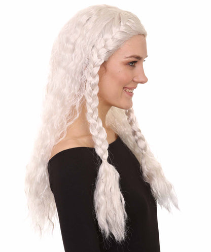 Viking Princess Womens Wig | White Royal Character Halloween Wig | Premium Breathable Capless Cap