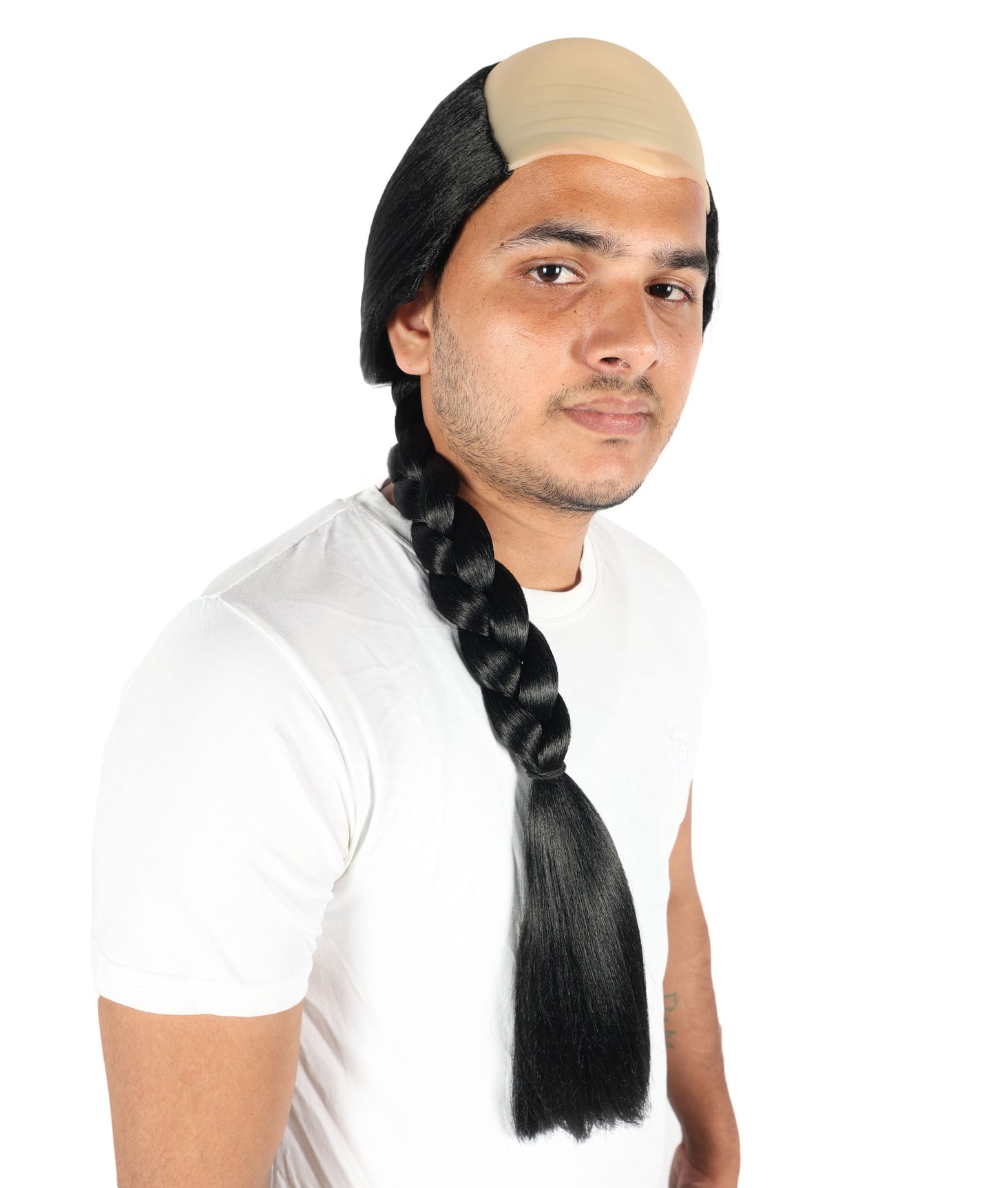 HPO Men’s Classic Braid Black Braid Wig | Long Natural-Look Synthetic Hairpiece | Bald Cap for Halloween, Cosplay, Stage & Parties