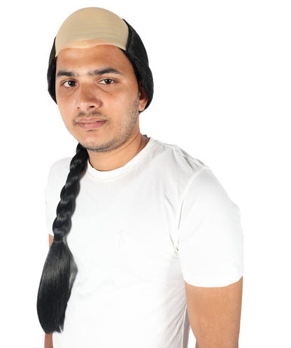 HPO Men’s Classic Braid Black Braid Wig | Long Natural-Look Synthetic Hairpiece | Bald Cap for Halloween, Cosplay, Stage & Parties