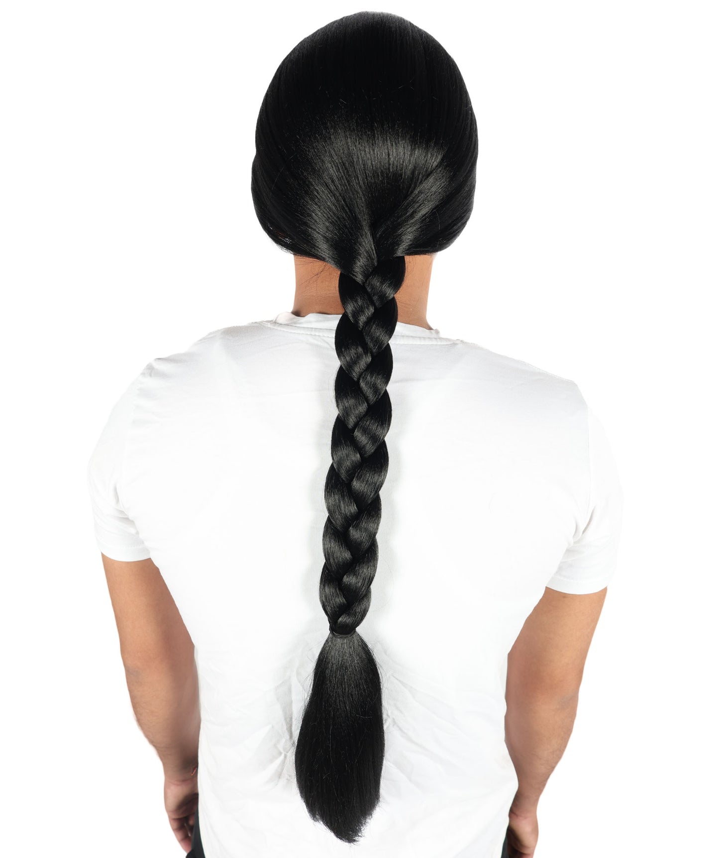HPO Men’s Classic Braid Black Braid Wig | Long Natural-Look Synthetic Hairpiece | Bald Cap for Halloween, Cosplay, Stage & Parties