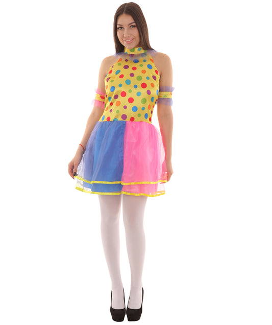 Women's Circus Clown Party Dress Costume | Multi Color Fancy Costume