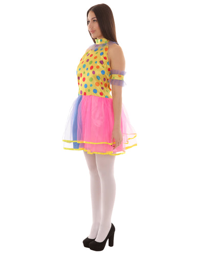 Women's Circus Clown Party Dress Costume | Multi Color Fancy Costume