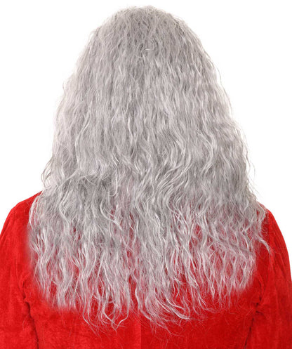 Santa Claus Grey Wig and Beard Set | White Christmas | Premium Breathable Capless Cap