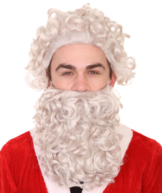 Men's Curly Santa Claus Wig and Beard Set | Premium Breathable Capless Cap