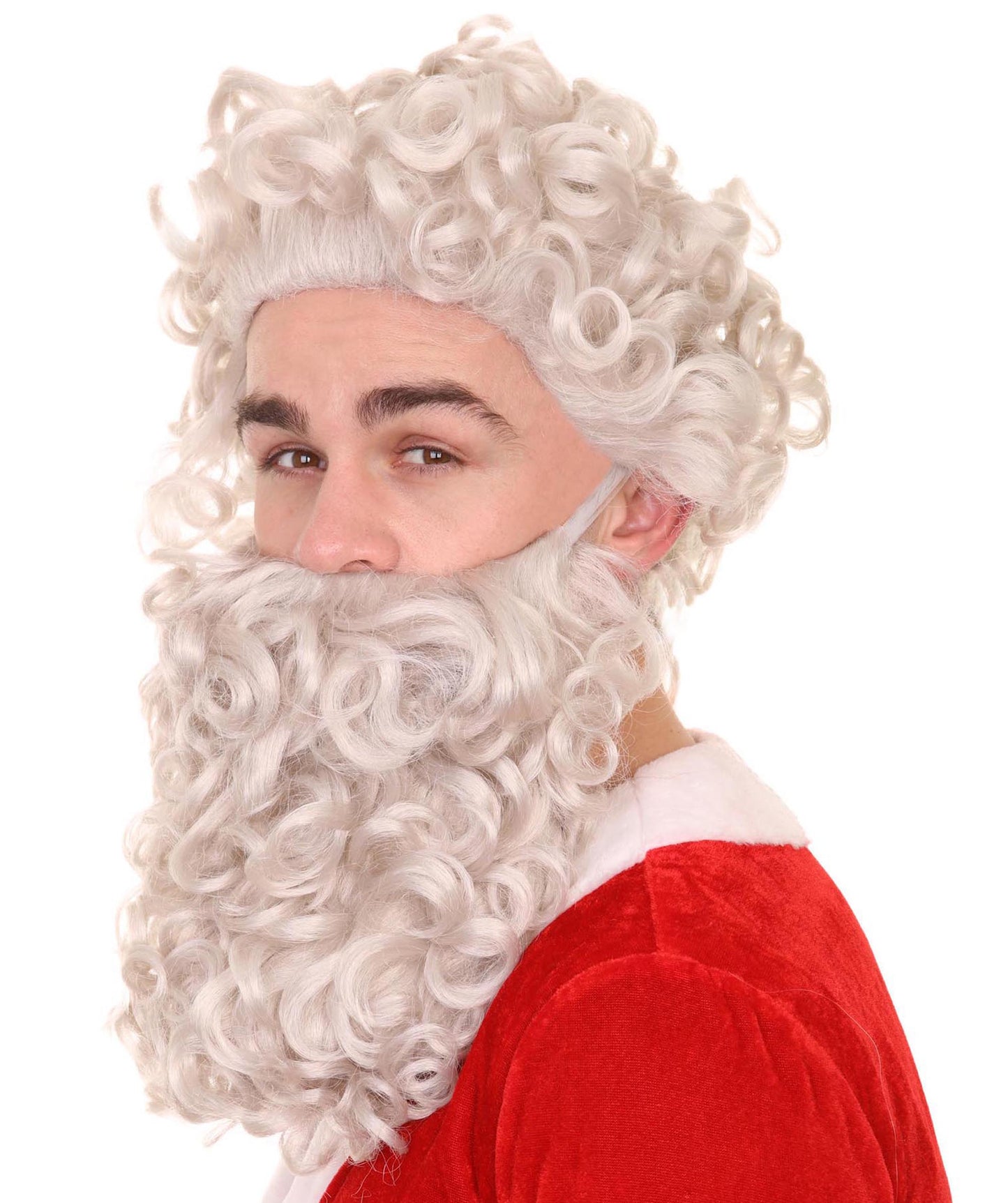 Men's Curly Santa Claus Wig and Beard Set | Premium Breathable Capless Cap