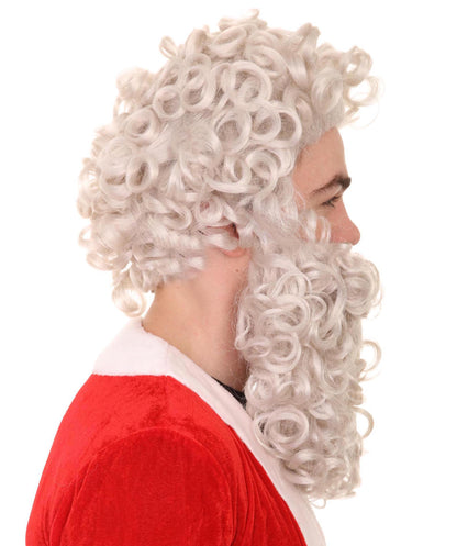 Men's Curly Santa Claus Wig and Beard Set | Premium Breathable Capless Cap