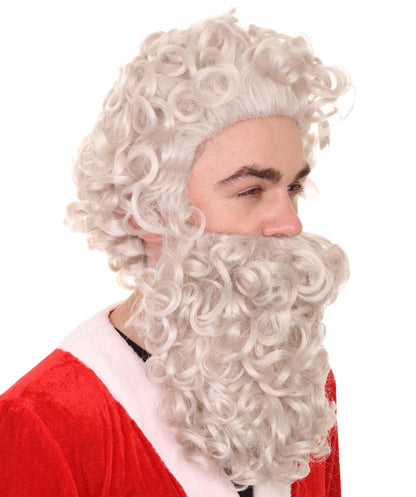 Men's Curly Santa Claus Wig and Beard Set | Premium Breathable Capless Cap