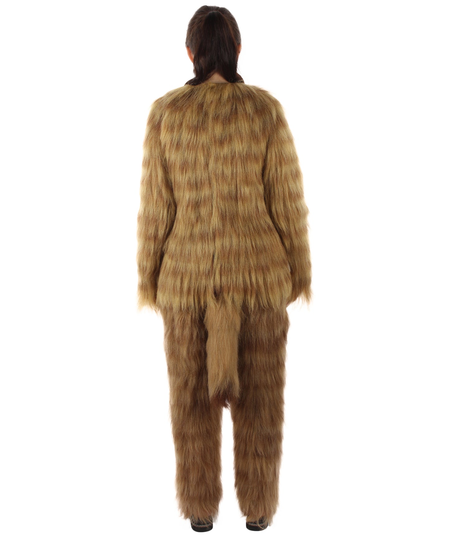 Furry Fox Collection | Women's White and Brown Straight Long Furry Fox Fancy  Costume with Tail