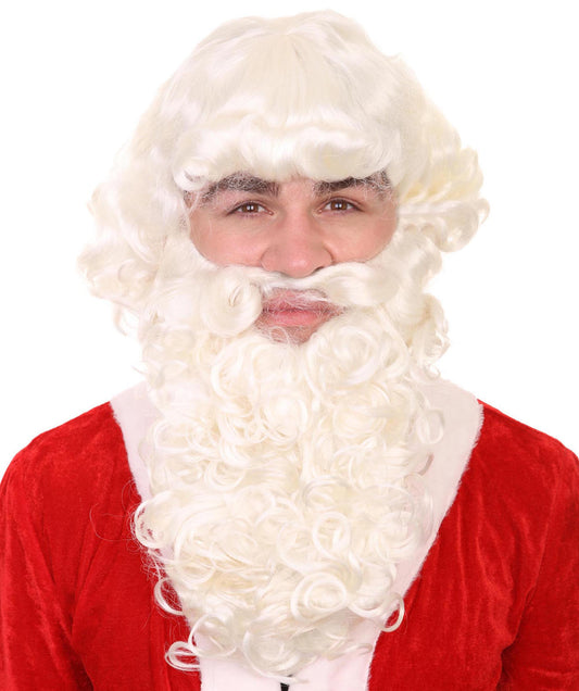 Professional Santa Claus Wig and Beard Set | White Merry Christmas Wigs