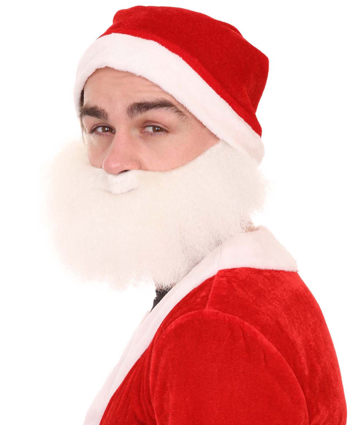 White Christmas Santa Claus Full Beard Set| Flame-retardant Synthetic Materials