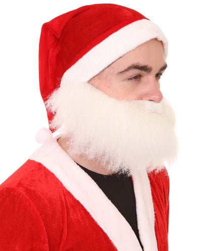 White Christmas Santa Claus Full Beard Set| Flame-retardant Synthetic Materials