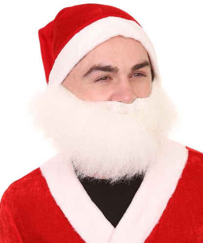 White Christmas Santa Claus Full Beard Set| Flame-retardant Synthetic Materials