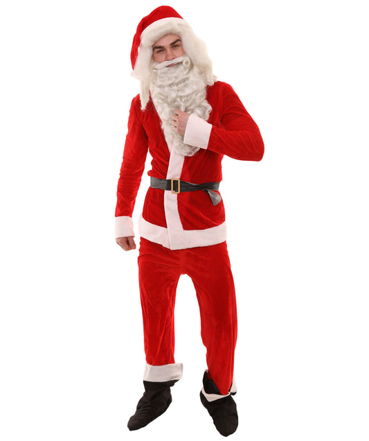 Men's Classic Santa Claus Suit Costume | Red Christmas |  Flame Retardant Synthetic Fabric