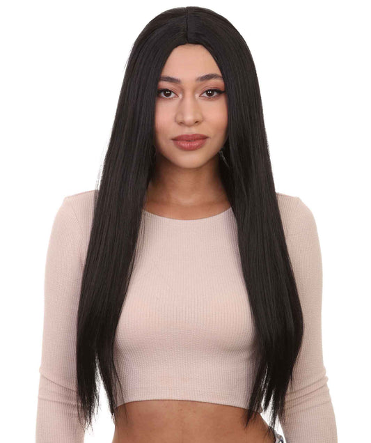 HPO Womens Witch Wigs | Black Long Horror Halloween Wigs | Premium Breathable Capless Cap