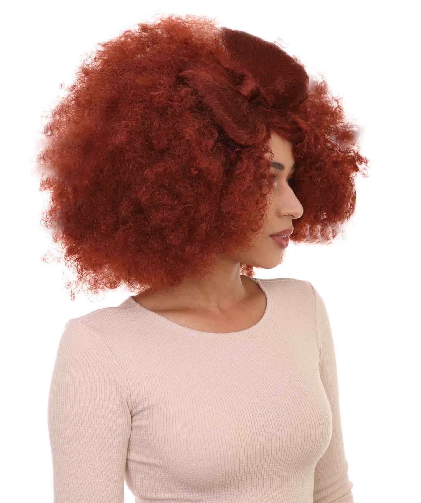 HPO Women's Jumbo Afro Small Bow Wigs Collections | Super Size Halloween Wigs | Premium Breathable Capless Cap