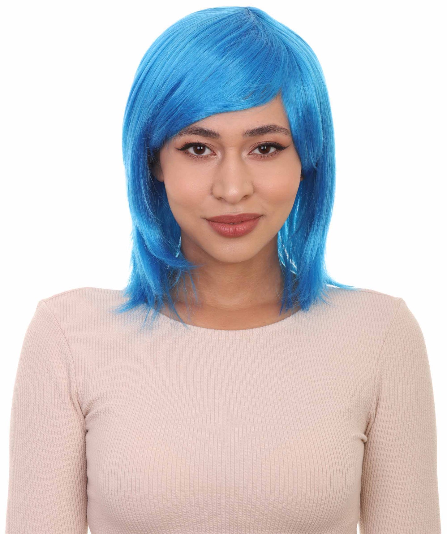 Shoulder Length Bob with Side Bangs Party Wig |  Halloween Wig | Premium Breathable Capless Cap