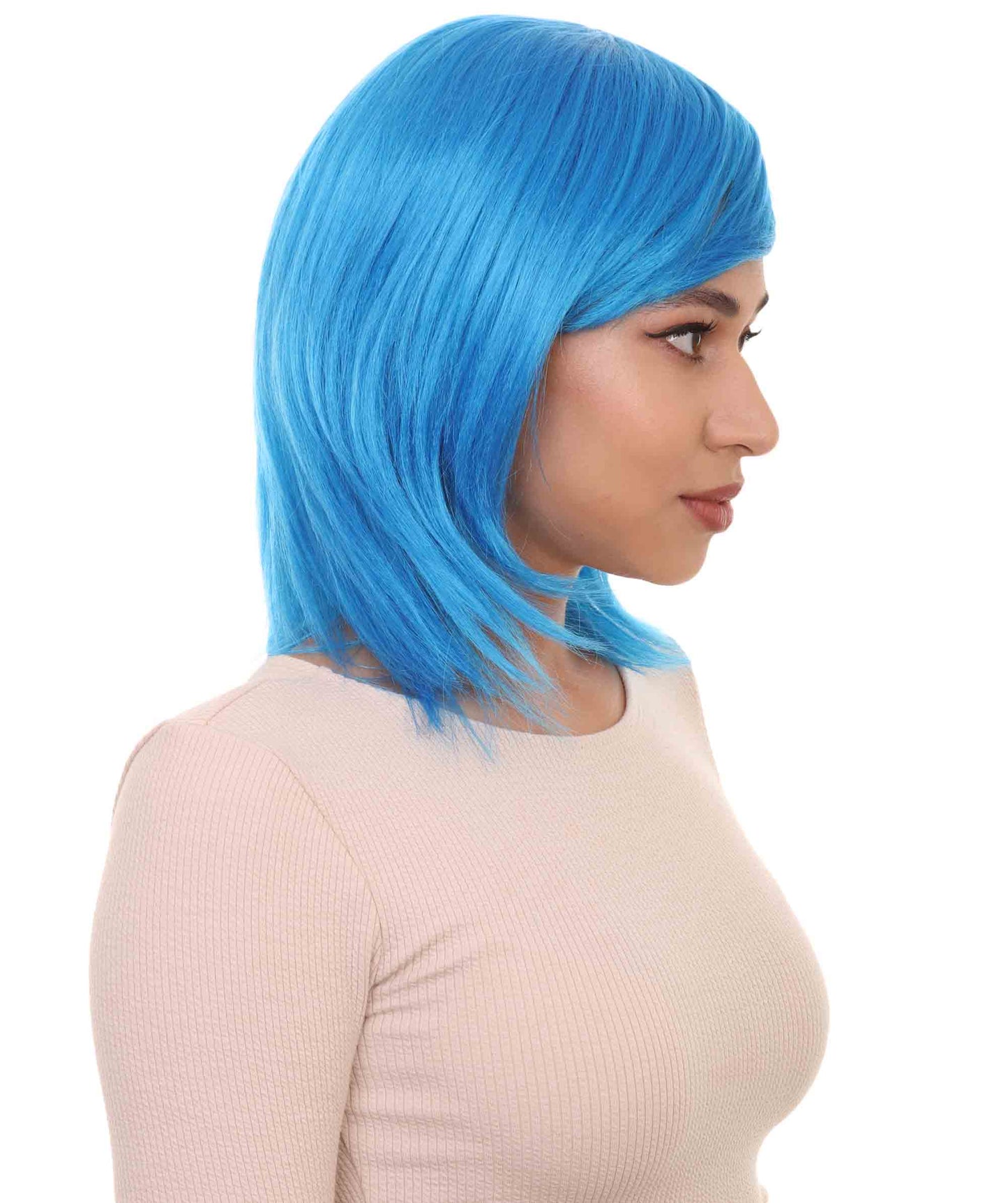 Shoulder Length Bob with Side Bangs Party Wig |  Halloween Wig | Premium Breathable Capless Cap
