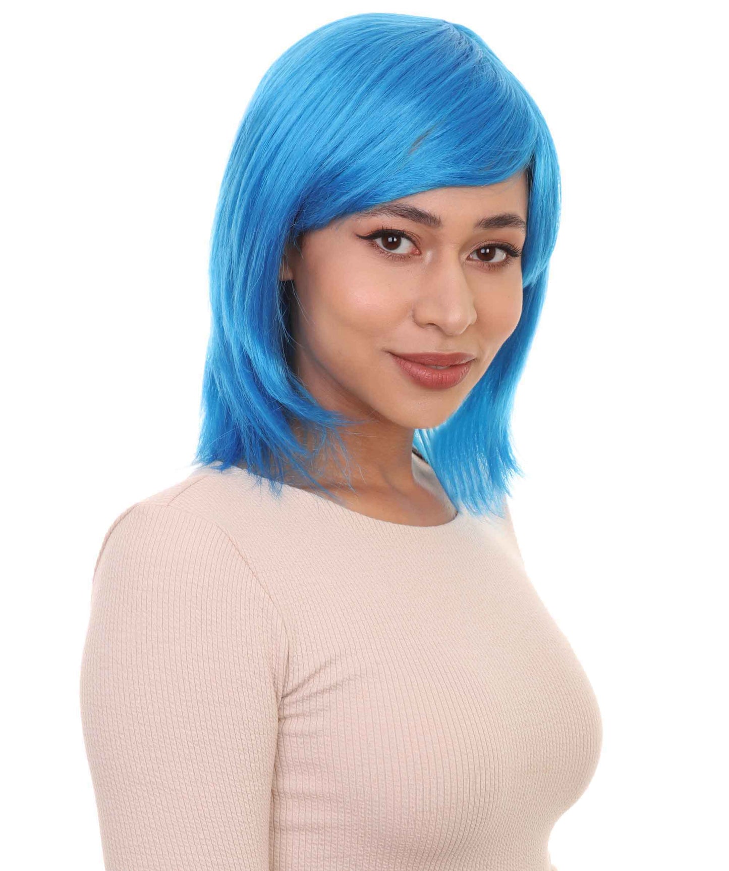Shoulder Length Bob with Side Bangs Party Wig |  Halloween Wig | Premium Breathable Capless Cap