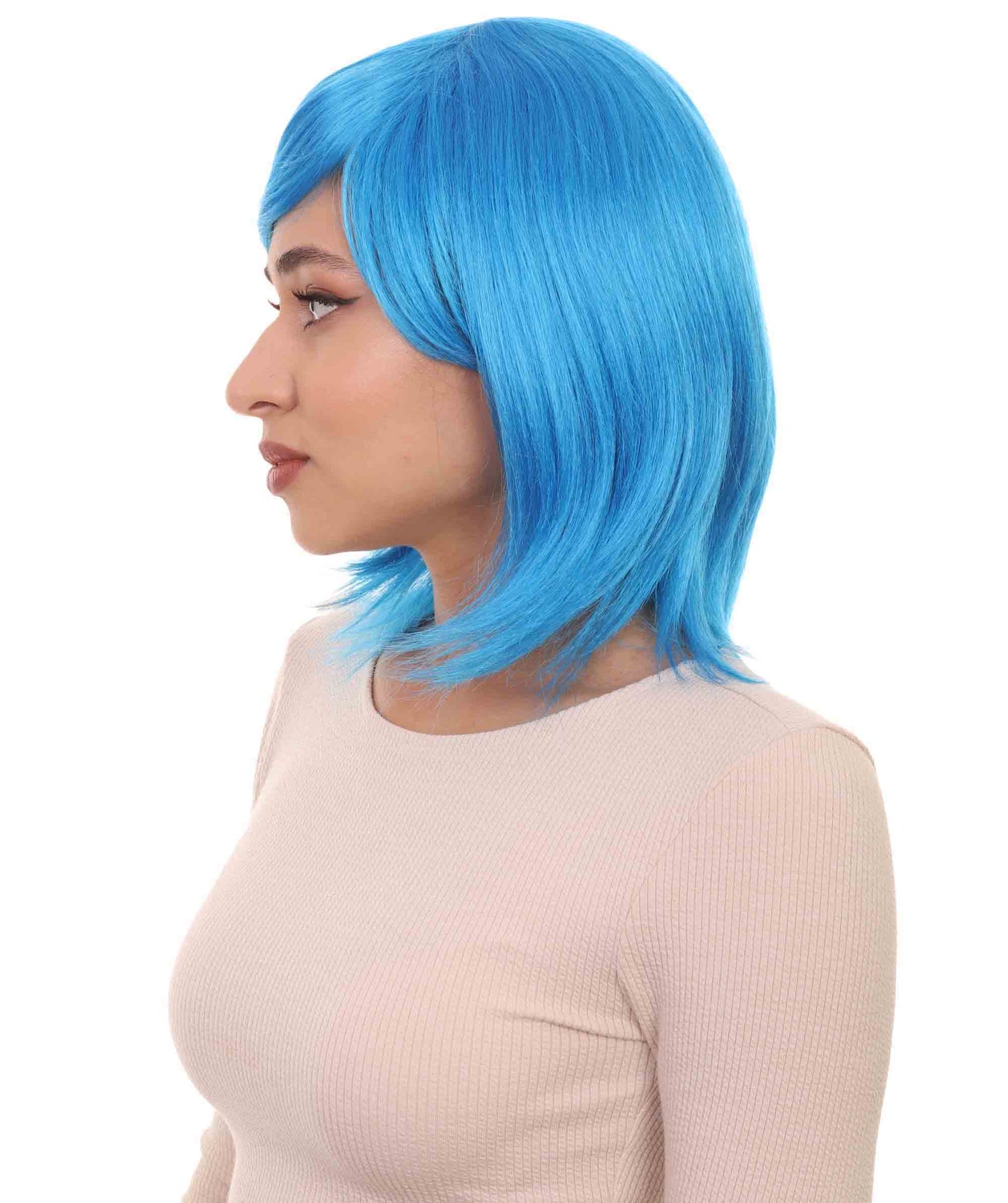 Shoulder Length Bob with Side Bangs Party Wig |  Halloween Wig | Premium Breathable Capless Cap