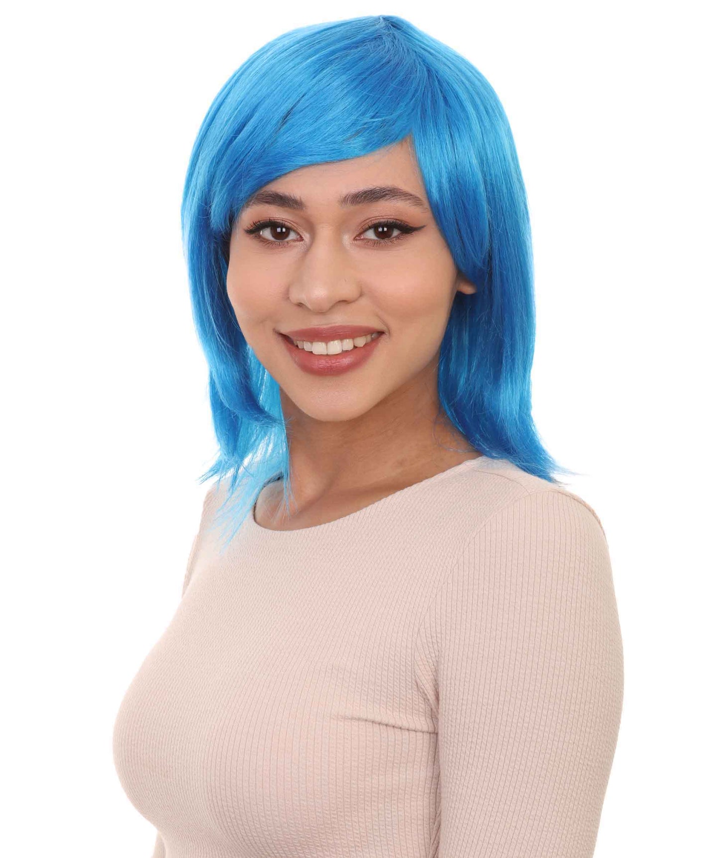 Shoulder Length Bob with Side Bangs Party Wig |  Halloween Wig | Premium Breathable Capless Cap