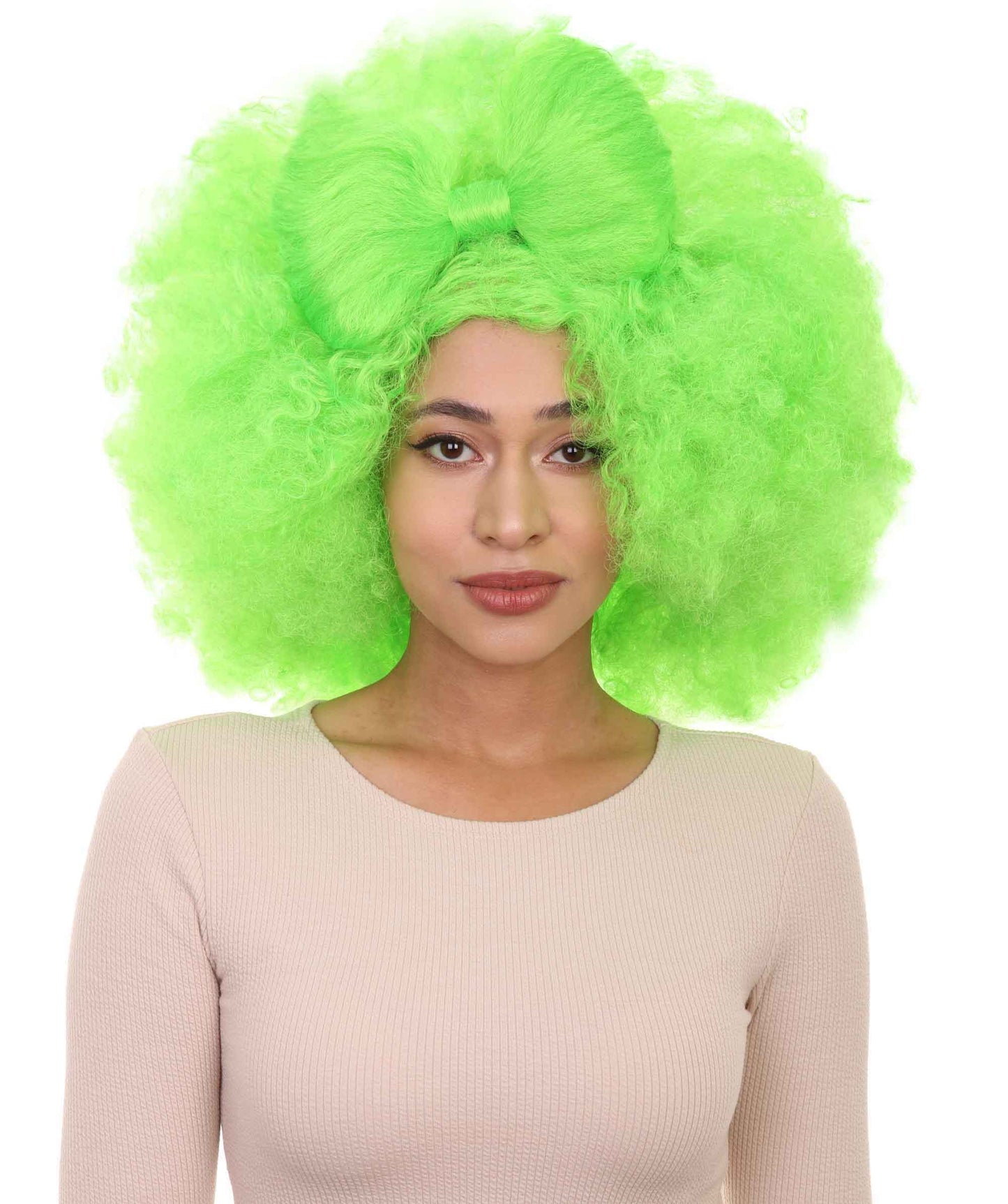 HPO Women's Jumbo Afro Small Bow Wigs Collections | Super Size Halloween Wigs | Premium Breathable Capless Cap