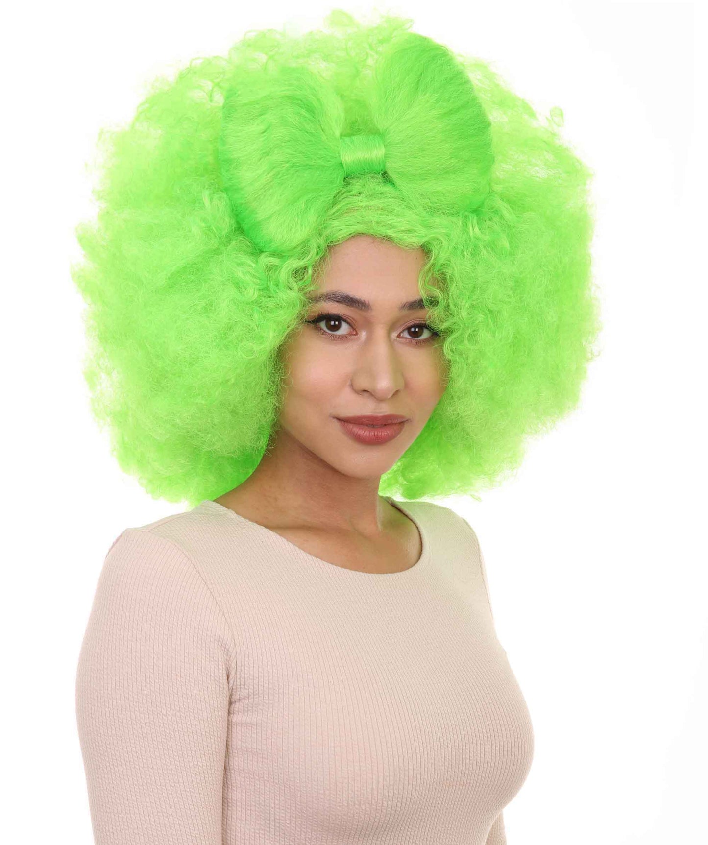 HPO Women's Jumbo Afro Small Bow Wigs Collections | Super Size Halloween Wigs | Premium Breathable Capless Cap