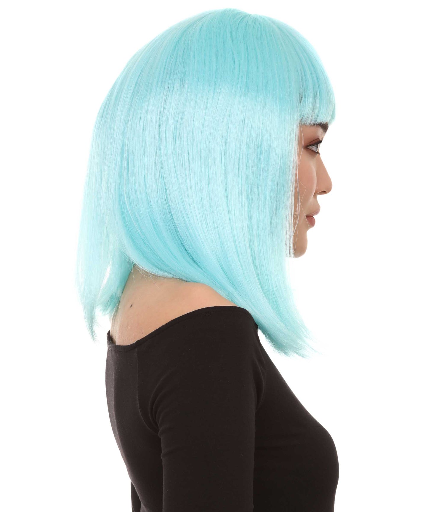 HPO Women's Shoulder Length Bob Wig Collection | Straight Halloween Wig Multiple Color Option | Premium Breathable Capless Cap