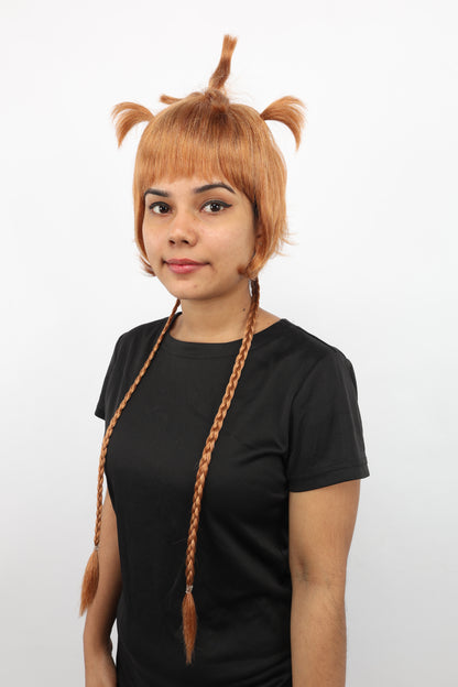 HPO Women's Animal Ear Braided Brown Wig | Synthetic fiber, short bob with sculpted ears and long micro-braids, breathable base | Party, Halloween, theater, drag, performance, costume events