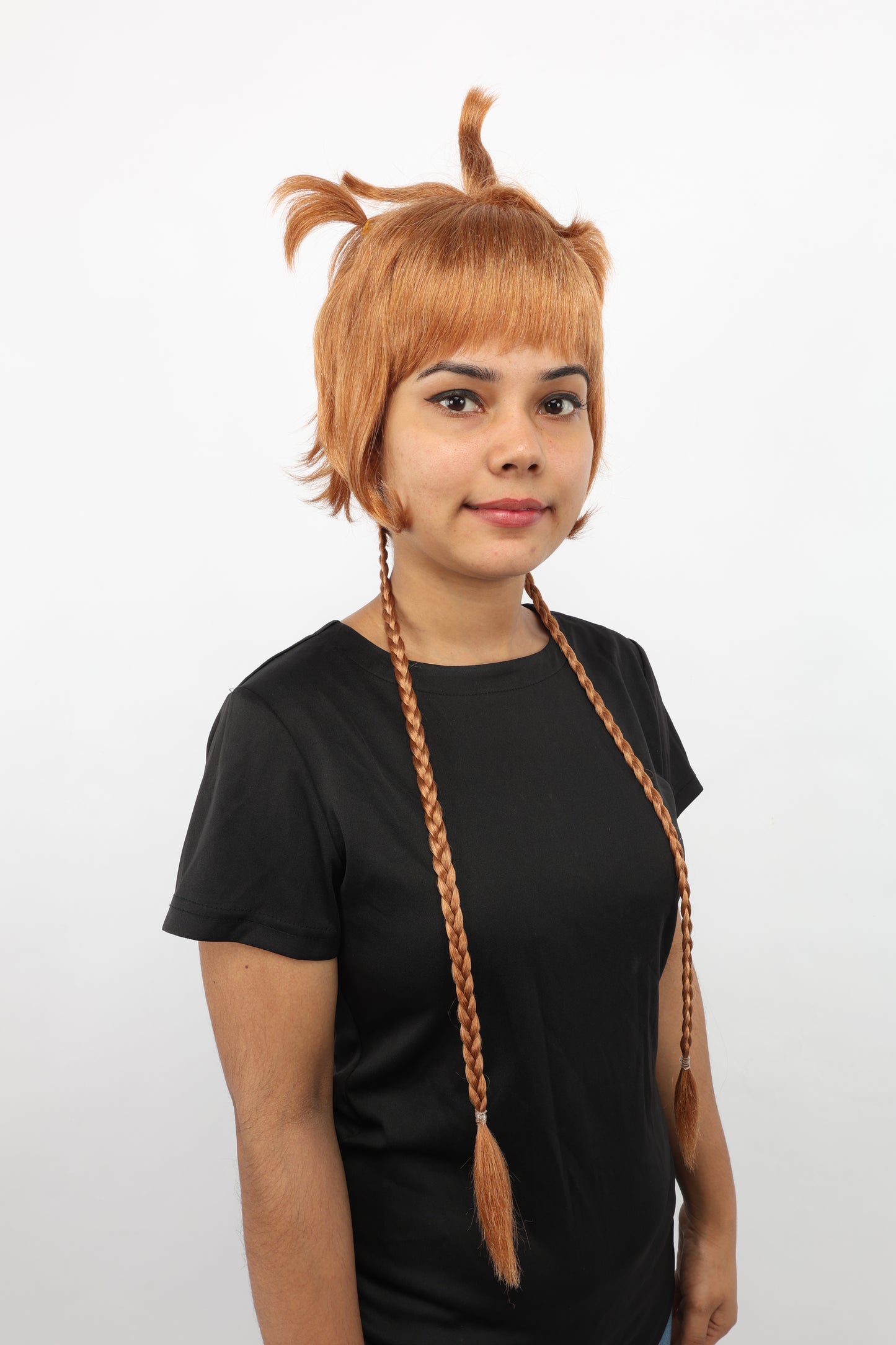 HPO Women's Animal Ear Braided Brown Wig | Synthetic fiber, short bob with sculpted ears and long micro-braids, breathable base | Party, Halloween, theater, drag, performance, costume events