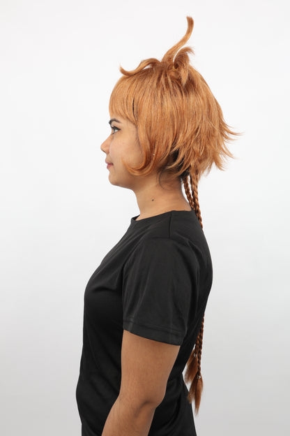 HPO Women's Animal Ear Braided Brown Wig | Synthetic fiber, short bob with sculpted ears and long micro-braids, breathable base | Party, Halloween, theater, drag, performance, costume events