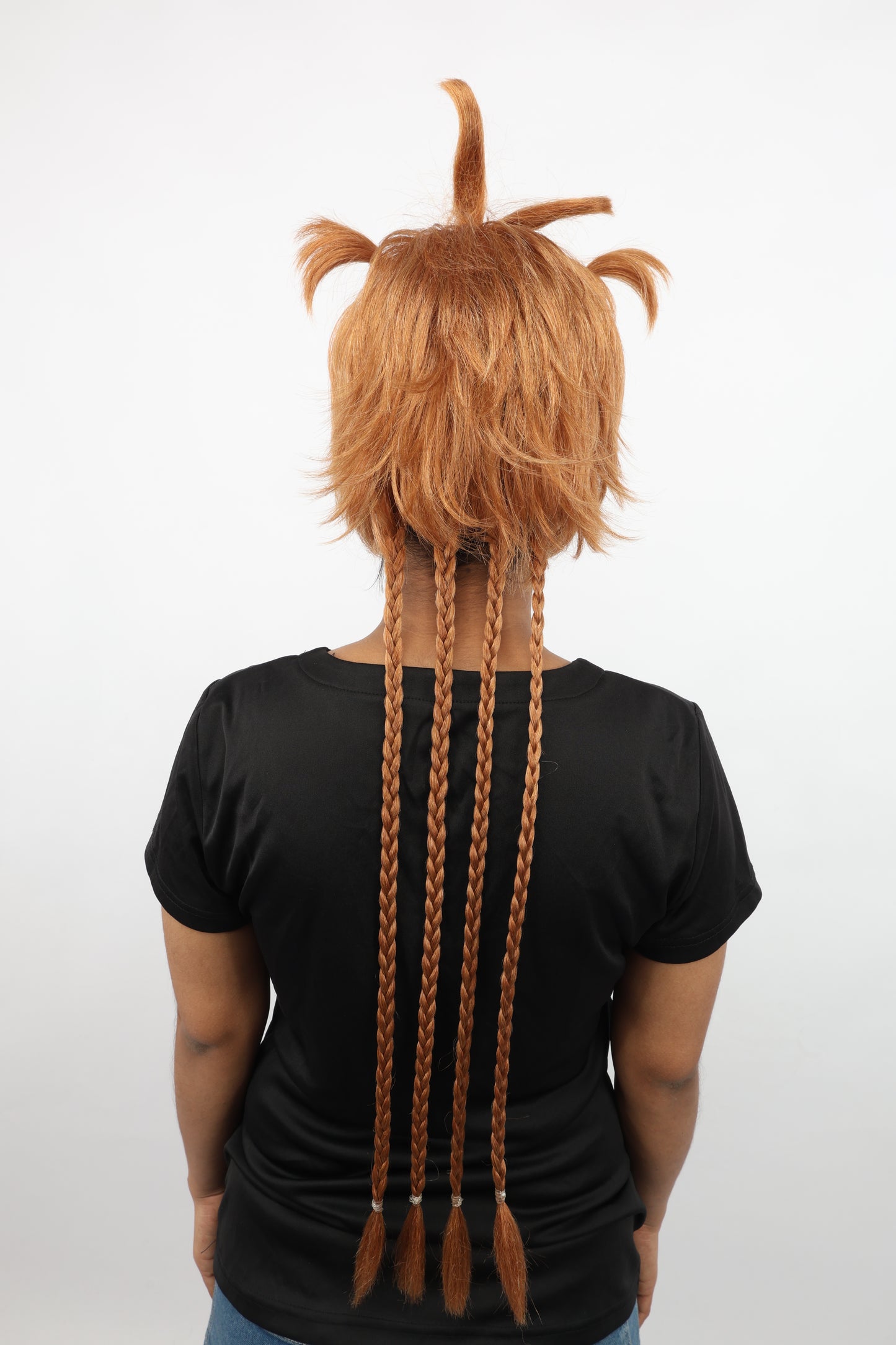 HPO Women's Animal Ear Braided Brown Wig | Synthetic fiber, short bob with sculpted ears and long micro-braids, breathable base | Party, Halloween, theater, drag, performance, costume events